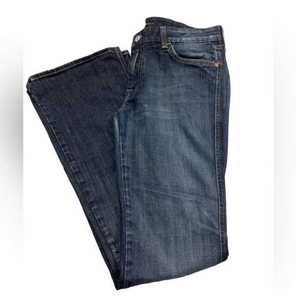 7 for all mankind Women'A' pocket flare jeans low rise dark wash Size 32 !! - Picture 2 of 14